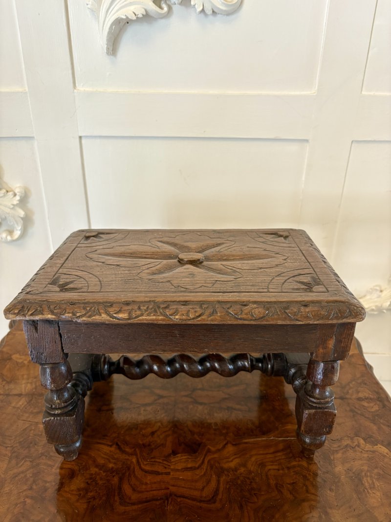 Unusual Antique Victorian Miniature Quality Carved Oak Table